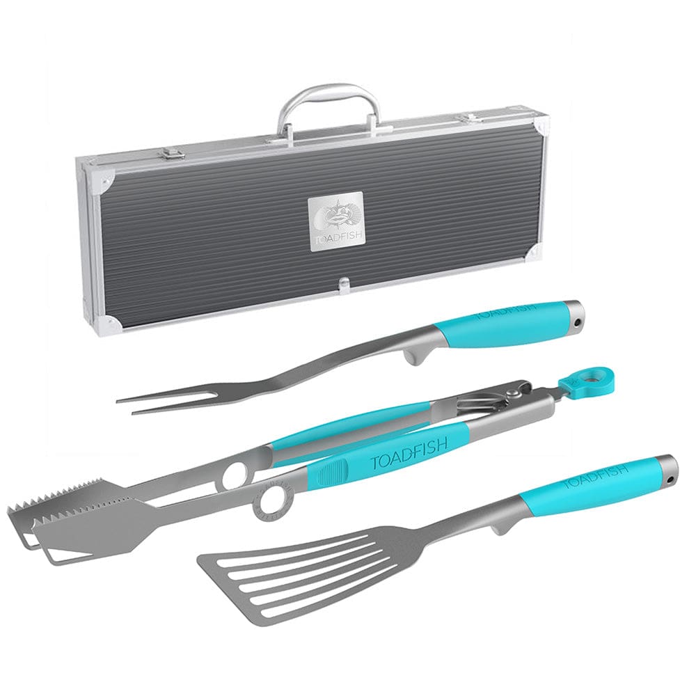 Toadfish Ultimate Grill Set + Case - Tongs Spatula & Fork - Boat Outfitting | Deck / Galley - Toadfish