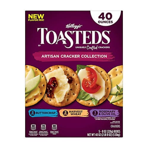 Toasteds Artisan Cracker Collection Variety Pack 40 oz. - Home/Grocery/Snacks/Snacks For Kids/ - Toasteds