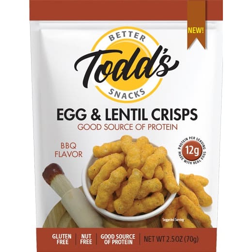 TODDS BETTER SNACKS: Bbq Egg Lentil Chips 2.5 oz (Pack of 5) - TODDS BETTER SNACKS