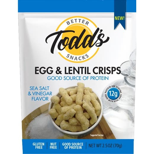 TODDS BETTER SNACKS: Sea Salt Vinegar Egg Lentil Chips 2.5 oz (Pack of 5) - TODDS BETTER SNACKS