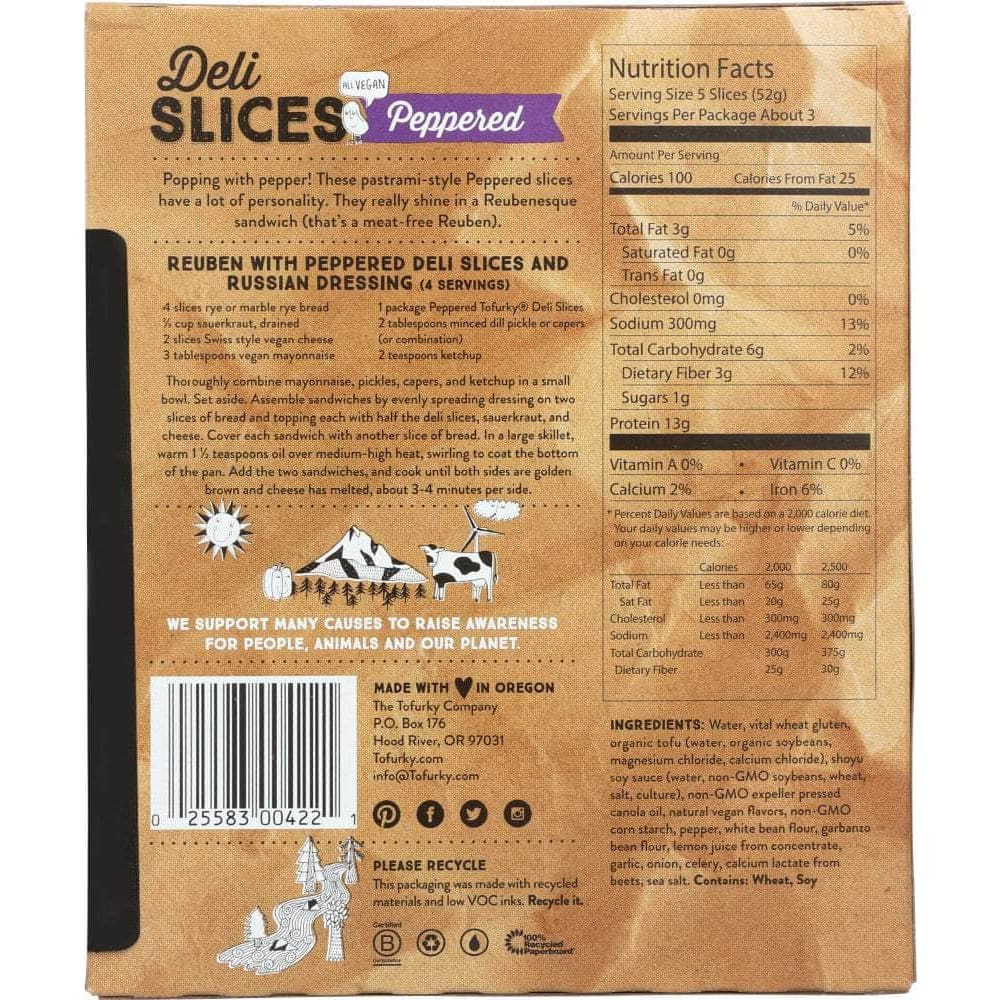 Tofurky Tofurky Deli Slices Peppered, 5.5 oz