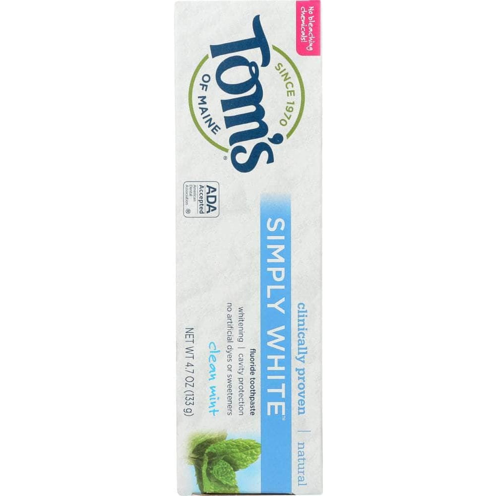 Toms Of Maine Tom's Of Maine Simply White Fluoride Toothpaste Clean Mint, 4.7 oz