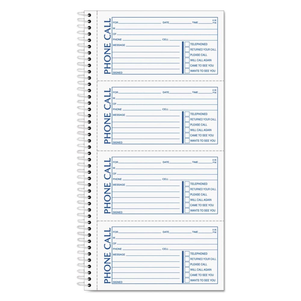 TOPS - Spiralbound Message Book 2-3/4 x 5 Two-Part Carbonless 400 per Book (Pack of 2) - Writing Pads Notebooks & Envelopes - TOPS