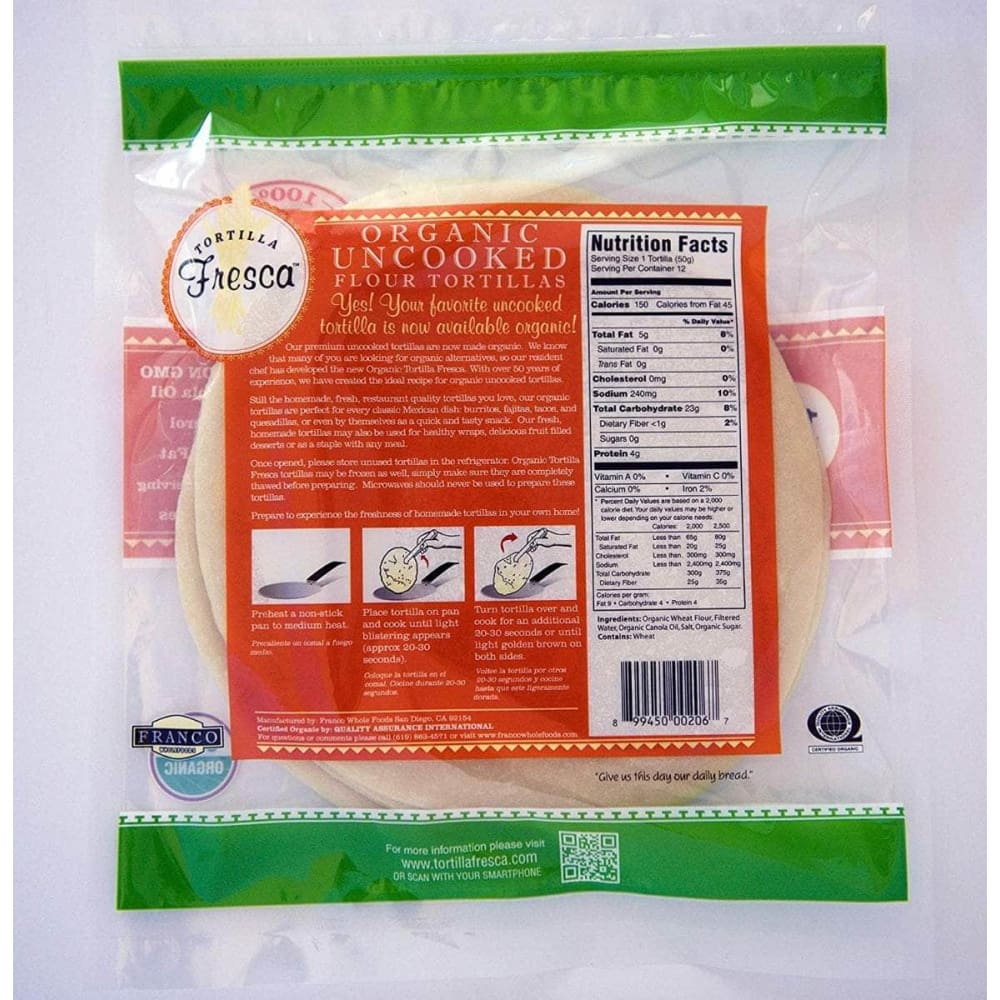 Tortilla Fresc Tortilla Fresca Organic Uncooked Flour Tortillas, 21 oz