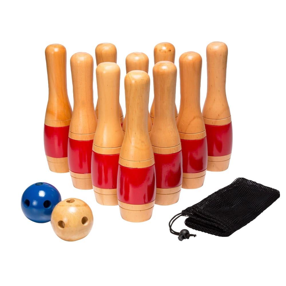 Toy Time Outdoor Wooden Lawn Bowling Game Set - Toy Time