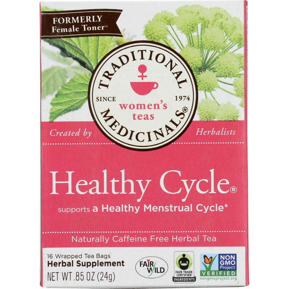 TRADITIONAL MEDICINALS: Healthy Cycle Tea 16 Tea Bags 0.85 oz (Pack of 4) - Coffee Tea & Hot Cocoa - TRADITIONAL MEDICINALS