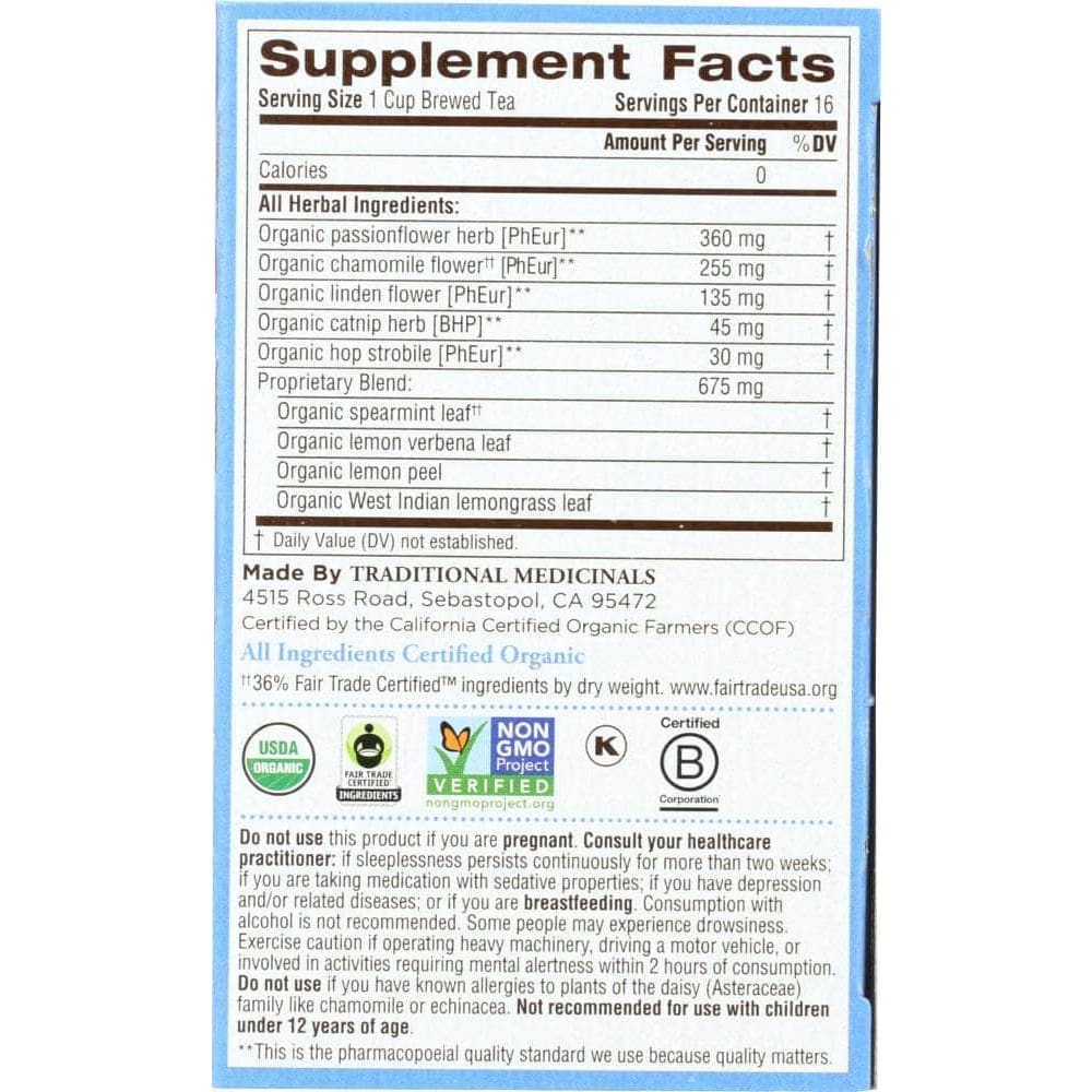 Traditional Medicinals Traditional Medicinals Organic Nighty Night Herbal Tea 16 Tea Bags, 0.85 oz