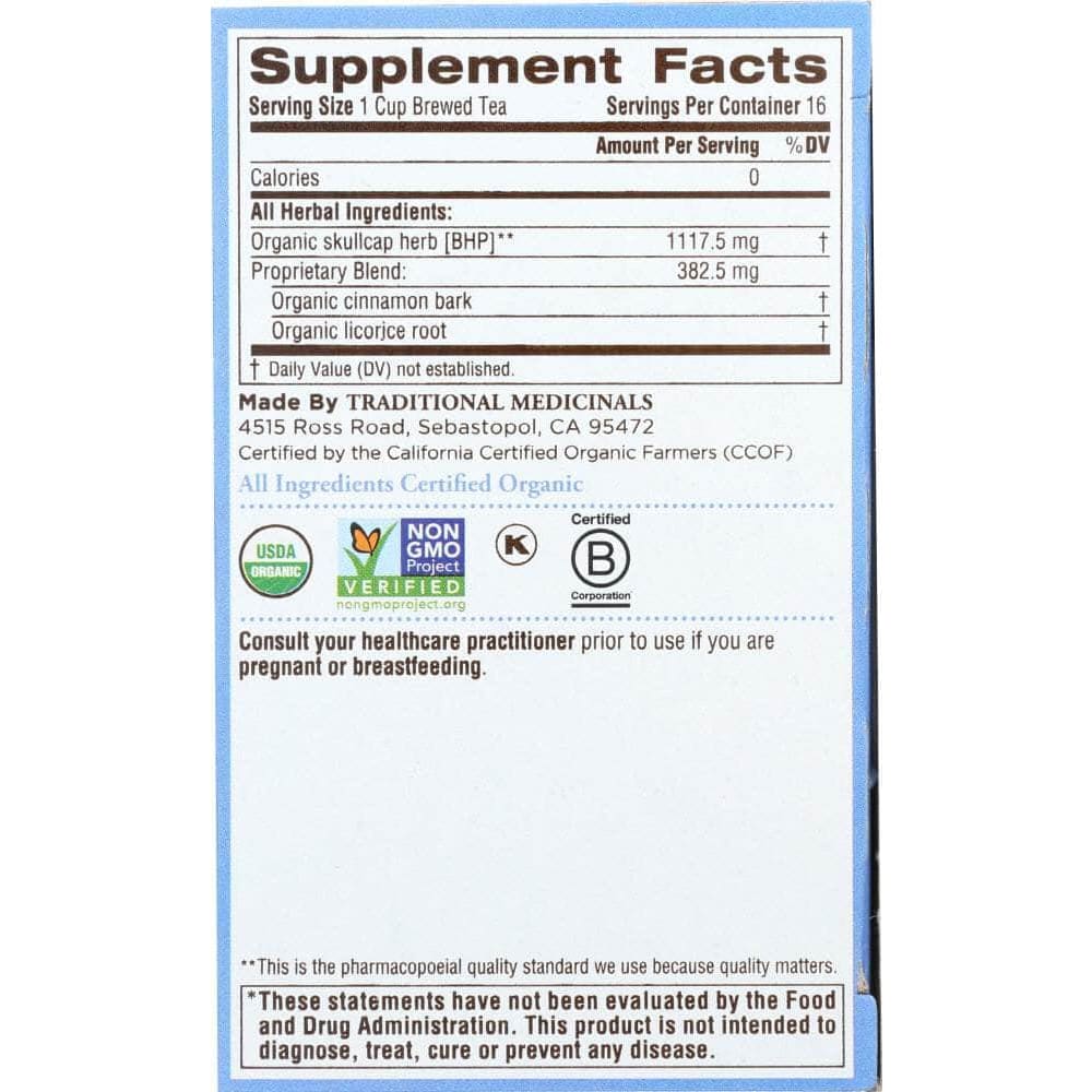 Traditional Medicinals Traditional Medicinals Organic Stress Ease Cinnamon Tea 16 Tea Bags, 0.85 oz