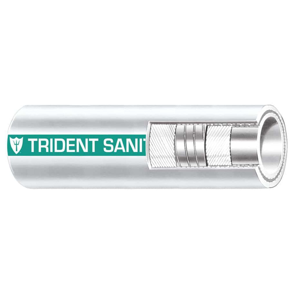 Trident Marine 1-1/ 2 x 50’ Coil Premium Marine Sanitation Hose - White w/ Green Stripe - Marine Plumbing & Ventilation | Hose - Trident