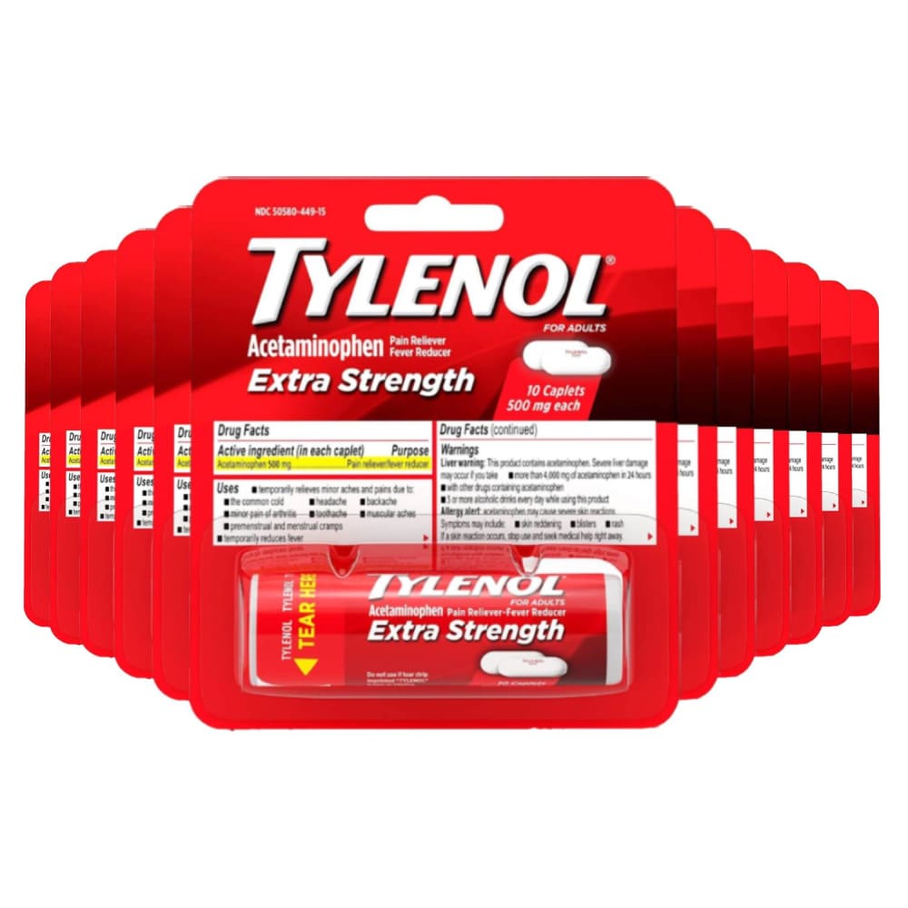 Tylenol Extra Strength Caplets 500mg - 10 ct/ea -12 Pack - Health Care - Tylenol