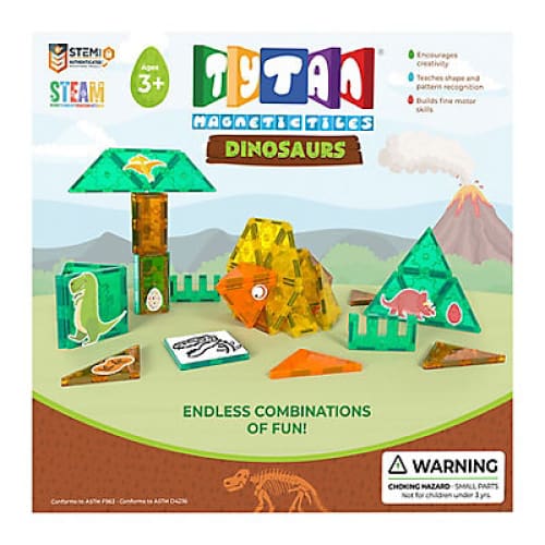 Tytan 60-Pc. Magnetic Tiles Dinosaurs Building Blocks Set - Home/Toys/Shop Toys Your Way/Shop by Age/Ages to 3/ - Tytan Toys