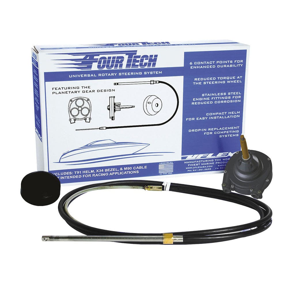 Uflex Fourtech 7’ Black Mach Rotary Steering System w/ Helm Bezel & Cable - Boat Outfitting | Steering Systems - Uflex USA