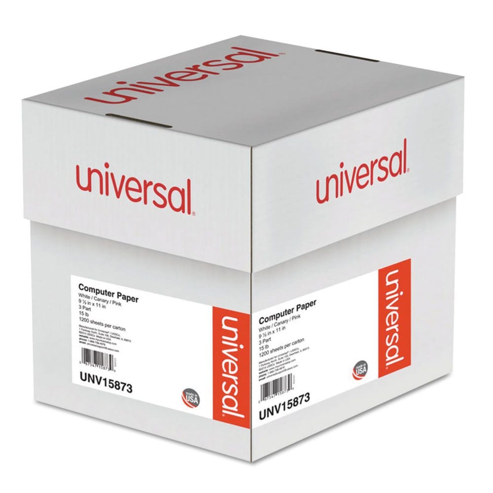 Universal® Multicolor Computer Paper 3-Part Carbonless 15lb 9-1/2 x 11 1200 Sheets - Copy & Multipurpose Paper - Universal®