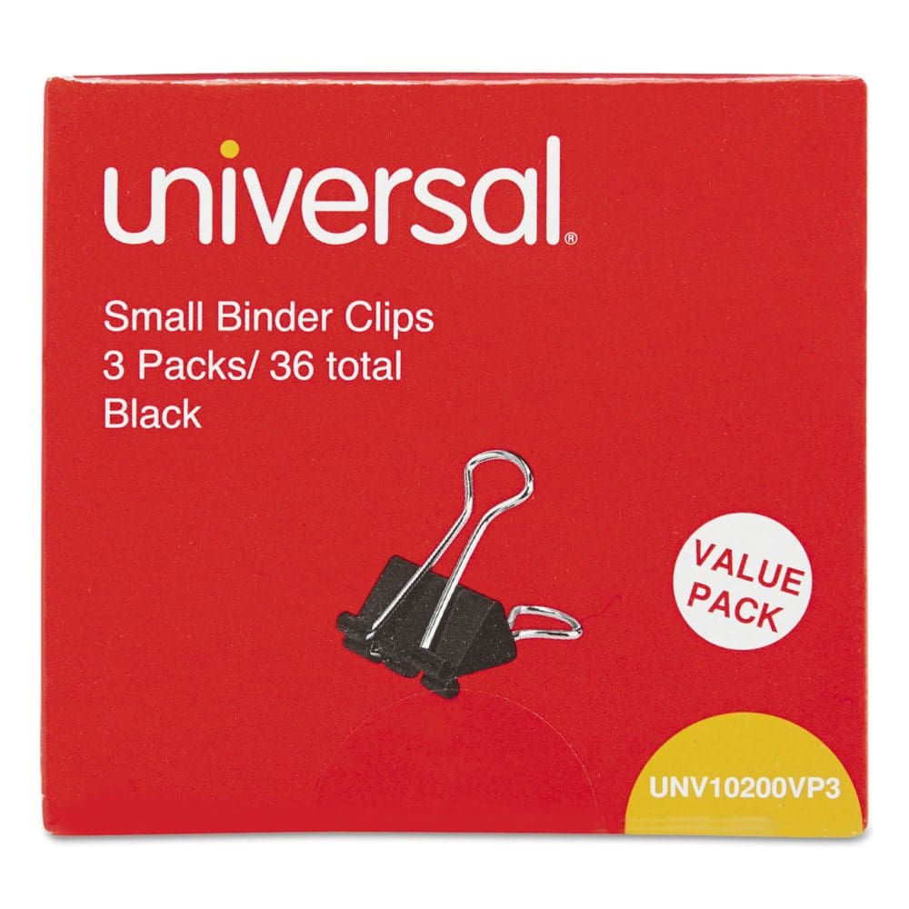 Universal Steel Wire Binder Clips 3/8 Capacity 3/4 Wide Small 144 ct. (Pack of 2) - Desk Accessories & Office Supplies - Universal