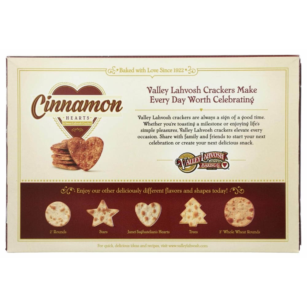VALLEY LAHVOSH Grocery > Snacks > Crackers VALLEY LAHVOSH Hearts Crackers Cinnamon, 4.5 oz