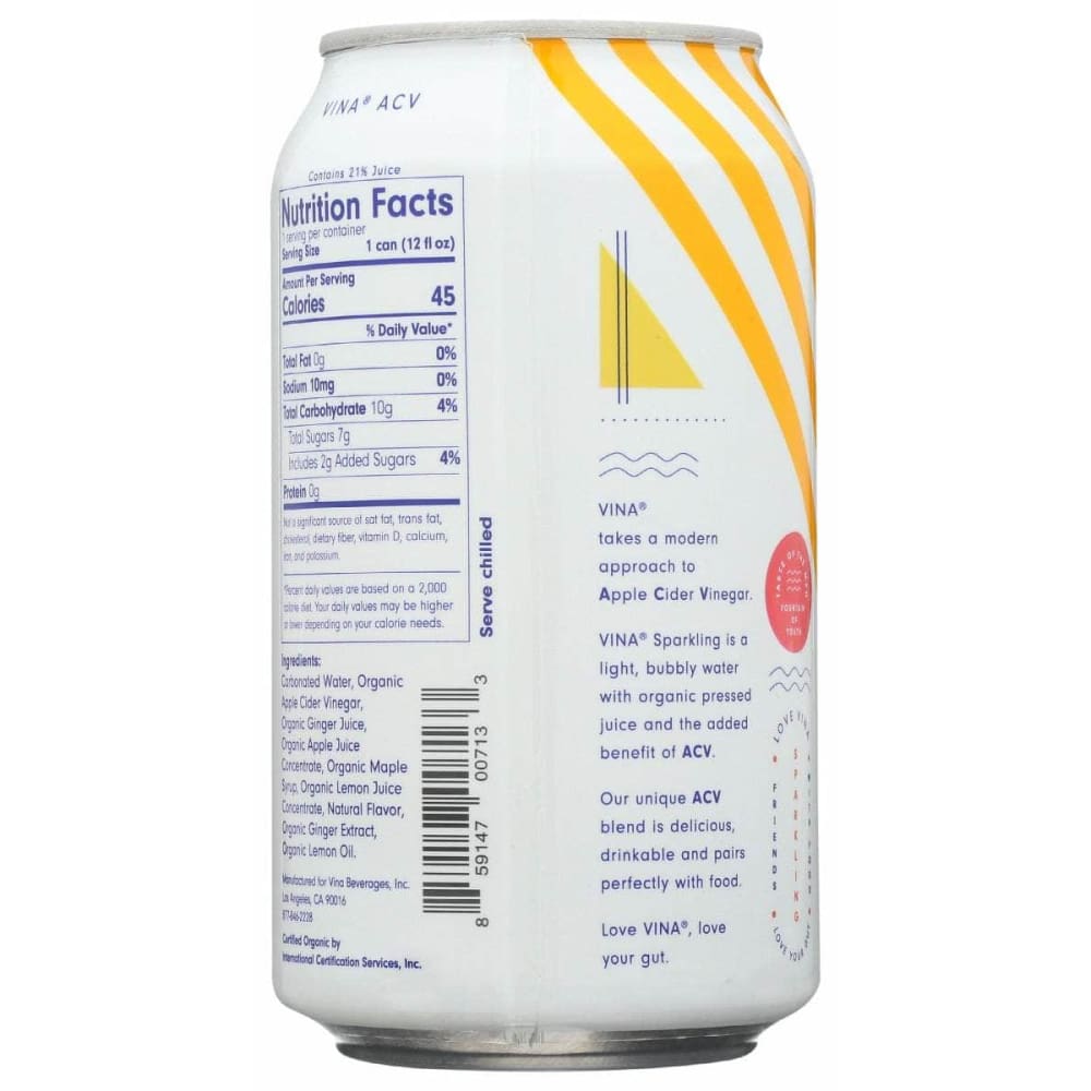 VINA Grocery > Beverages > Sodas VINA: Lemon Ginger Apple Cider Vinegar, 12 fo