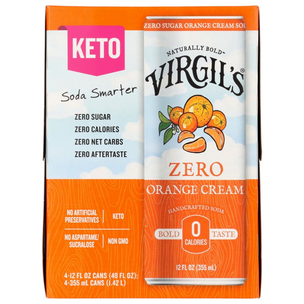 VIRGILS: Zero Sugar Orange Cream 4Pk 48 fo (Pack of 4) - Beverages > Sodas - VIRGILS