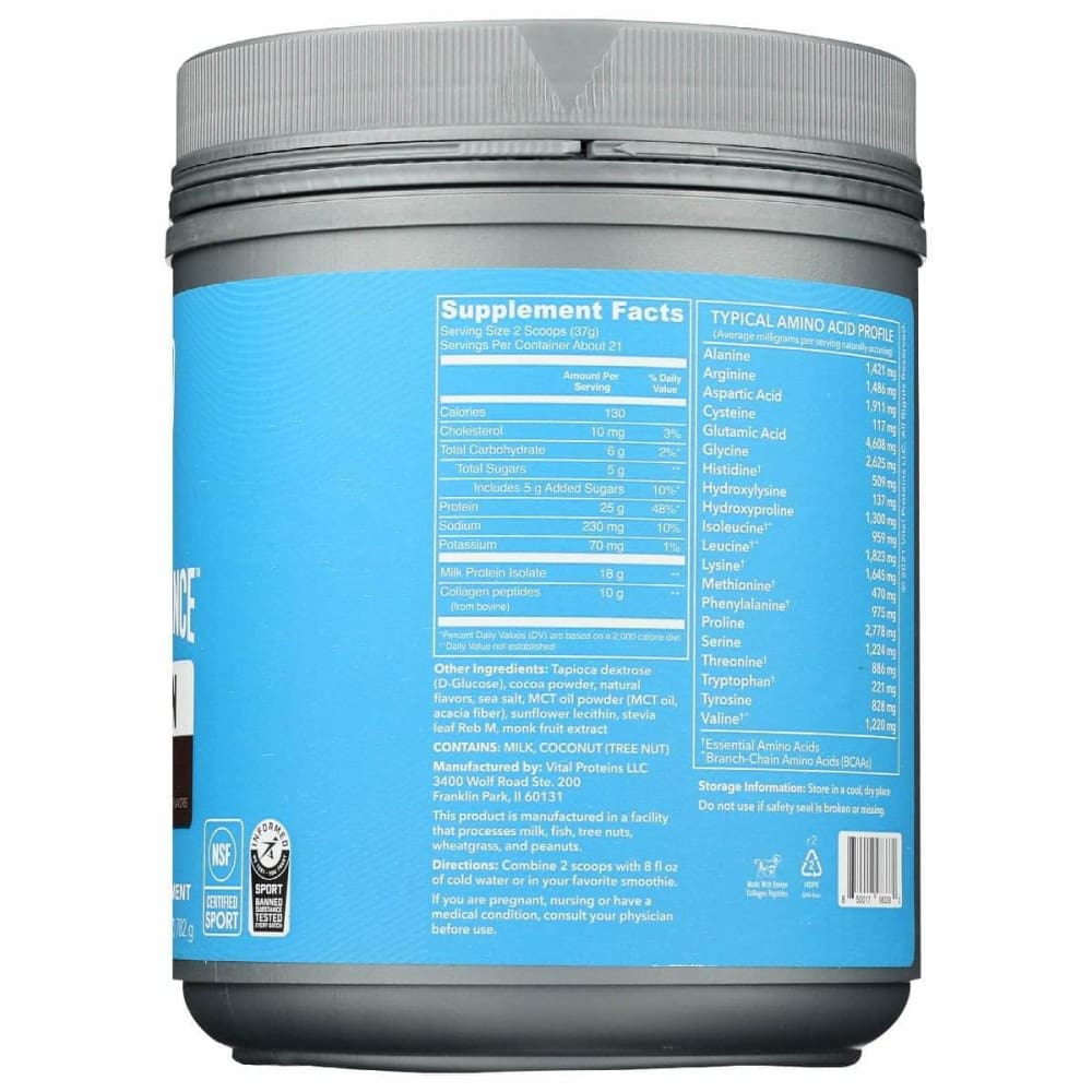 VITAL PROTEINS Vital Proteins Protein Powder Chocolate, 27.6 Oz
