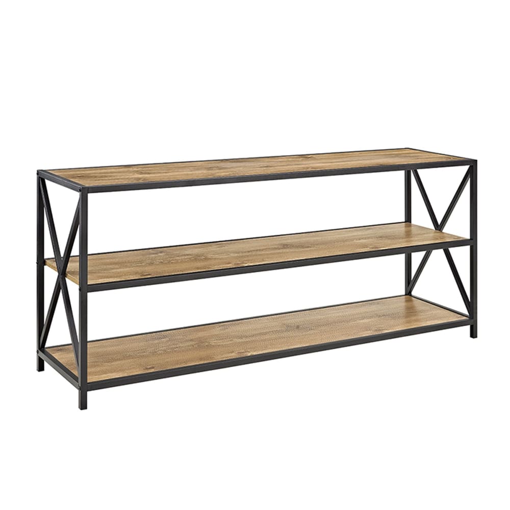 W. Trends 60 3-Shelf Metal and Wood X-Frame Media Bookshelf - Barnwood - Home/Furniture/Living Room Furniture/Accent Furniture/Bookcases &