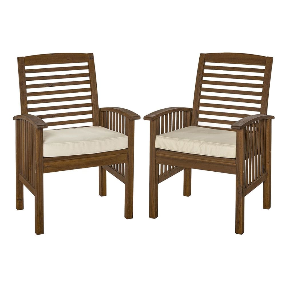 W. Trends Outdoor Hunter Acacia Wood Dining Chairs - Dark Brown - W. Trends
