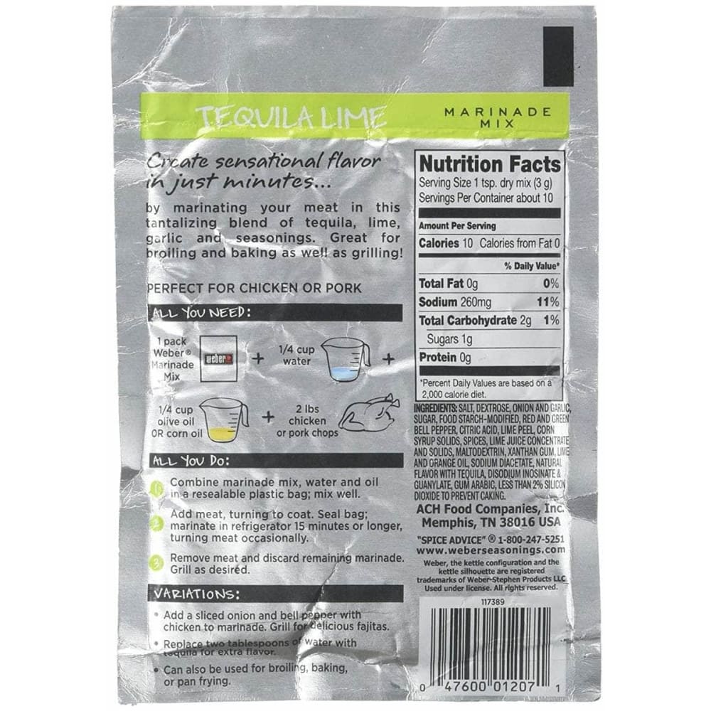 WEBER Grocery > Cooking & Baking > Seasonings WEBER Mix Marinade Tequila Lime, 1.12 oz