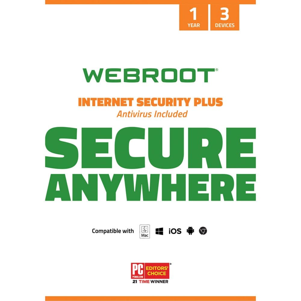 Webroot Internet Security Plus + Antivirus Software 3 Devices 1 Year PC/Mac - Computer Software - Webroot