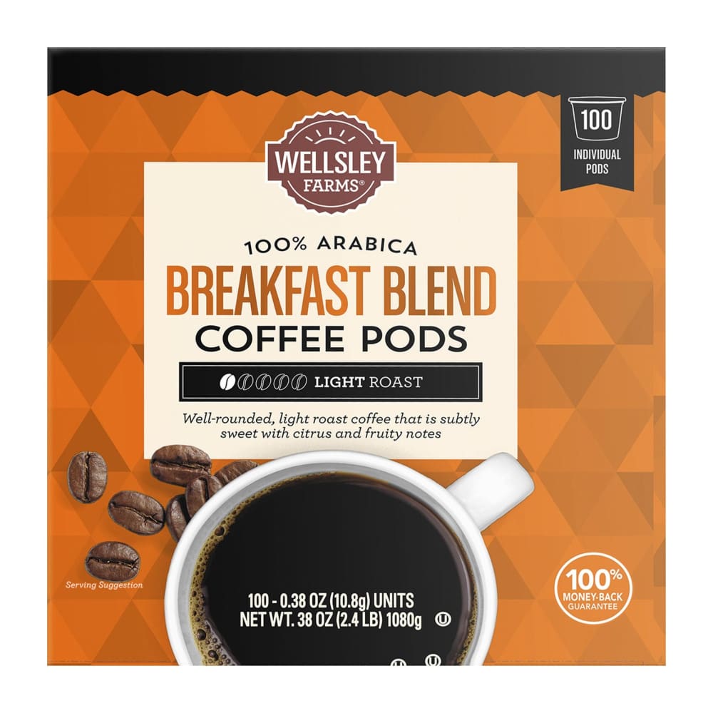 Wellsley Farms Breakfast Blend Coffee Pods 100 ct./0.38 oz. - Home/Grocery Household & Pet/Coffee Tea & Creamer/Coffee/ - Unbranded