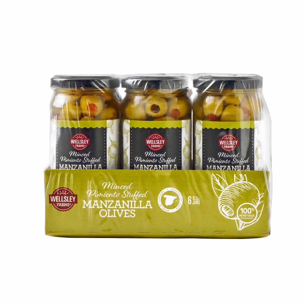 Wellsley Farms Spanish Stuffed Manzanilla Olives 6 pk./8.3 oz. - Home/Grocery Household & Pet/Canned & Packaged Food/Sauces Condiments &