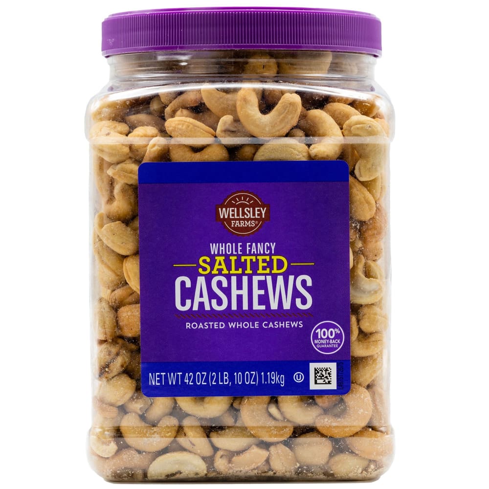Wellsley Farms Whole Fancy Salted Roasted Whole Cashews 42 oz. - Wellsley Farms