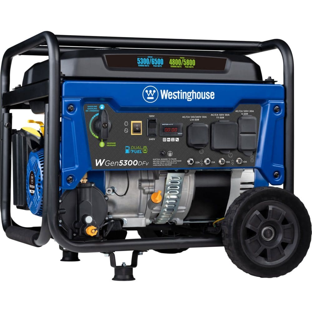 Westinghouse WGen5300DFv Dual Fuel Portable Generator with Volt Switch Selector - Westinghouse Generators - Westinghouse