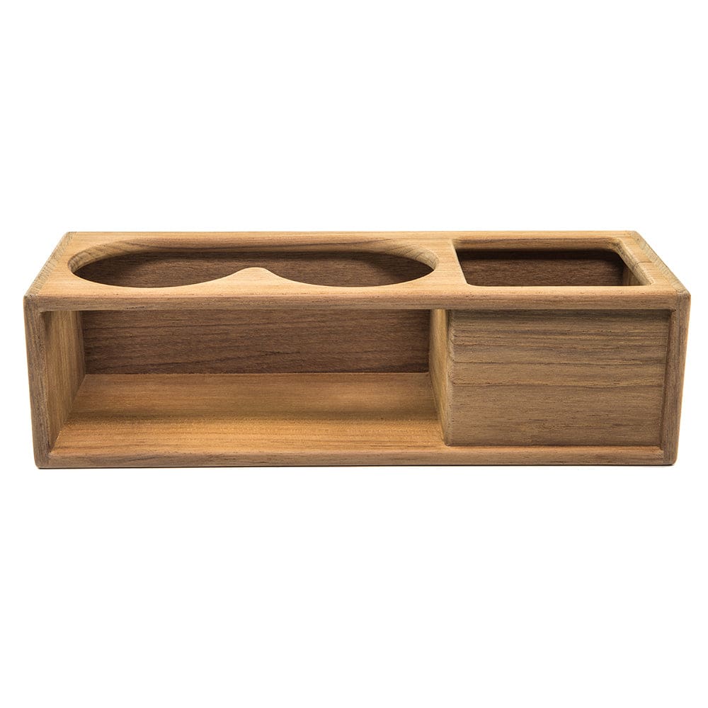 Whitecap Teak Two Insulated Drink/ Binocular Rack w/ Tray - Marine Hardware | Teak,Boat Outfitting | Deck / Galley - Whitecap