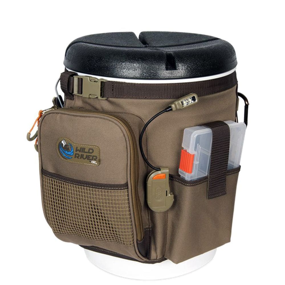Wild River RIGGER 5 Gallon Bucket Organizer w/ Lights Plier Holder & Lanyard 2 PT3500 Trays & Bucket w/ Seat - Hunting & Fishing | Tackle