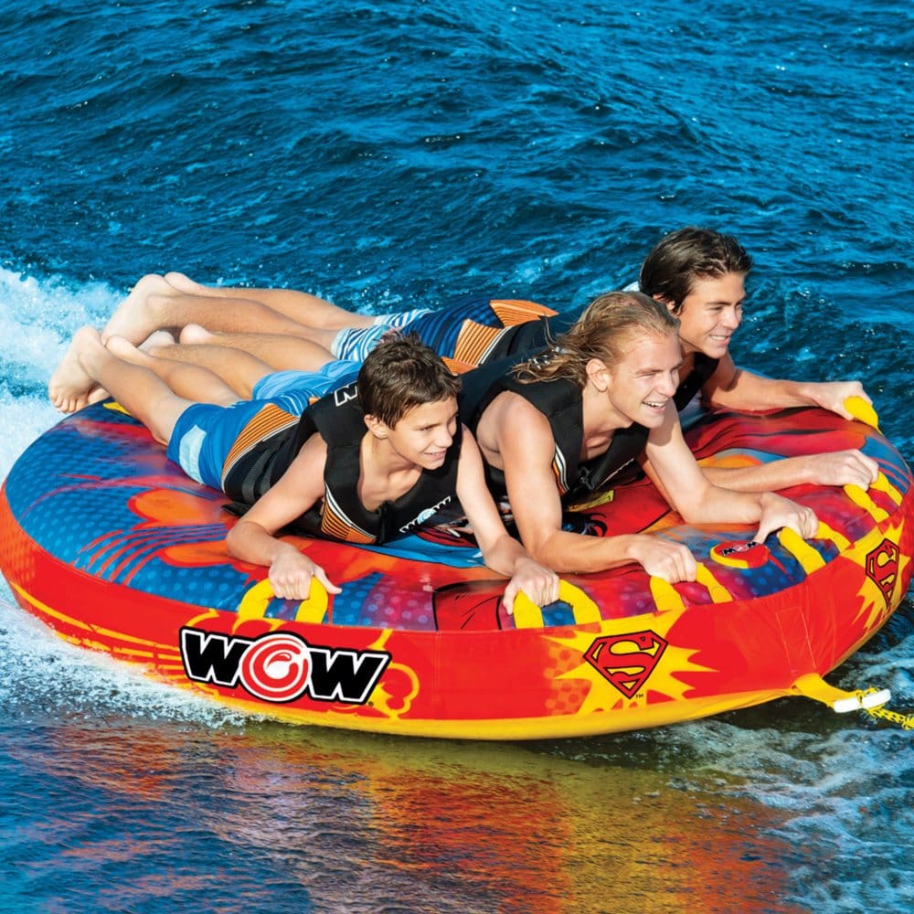 WOW Sports Superman Soft Top Towable Deck Tube 1 to 3 Person - Justice League - WOW