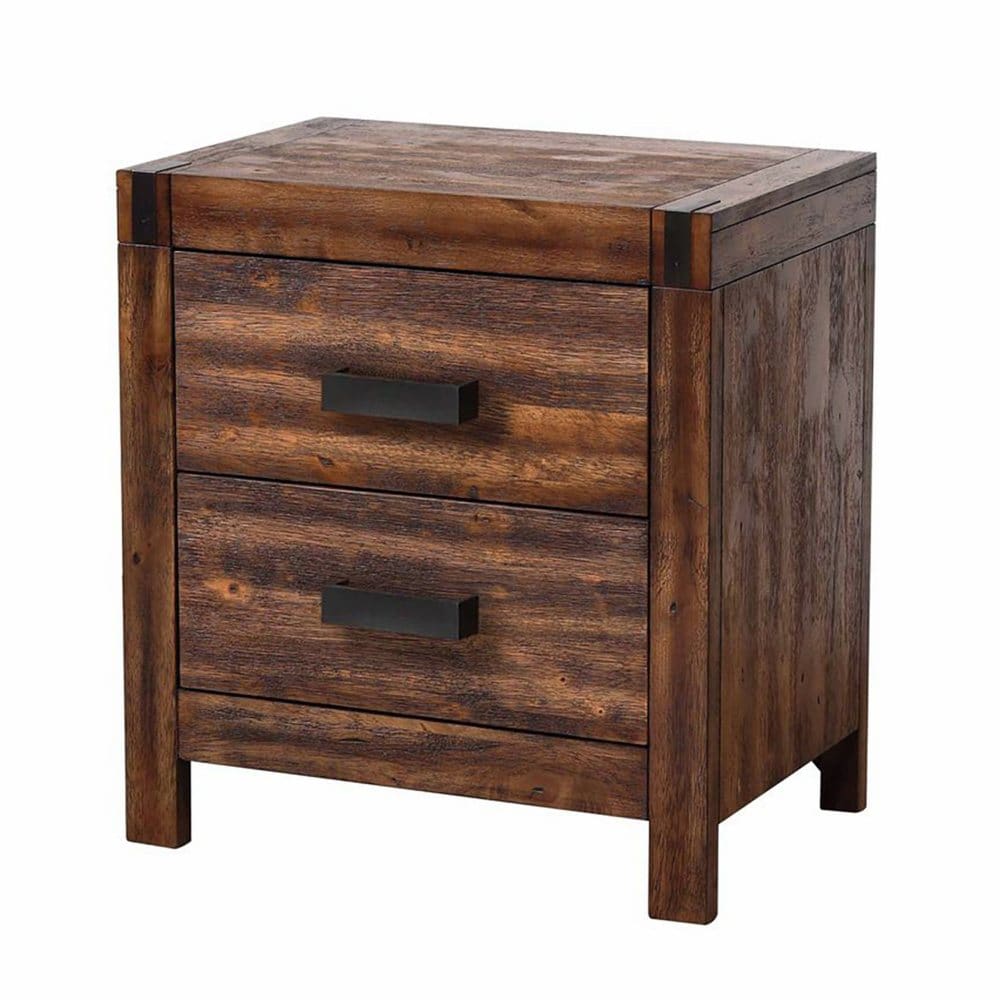Wren 2-Drawer Rubberwood Nightstand with Espresso Drawer Pulls Chestnut - Modern Farmhouse - Wren