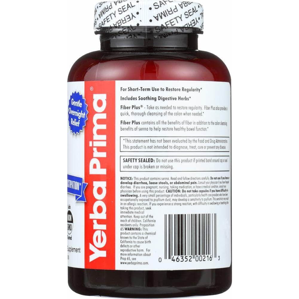 Yerba Prima Yerba Prima Fiber Plus Caps 625 mg, 180 Capsules
