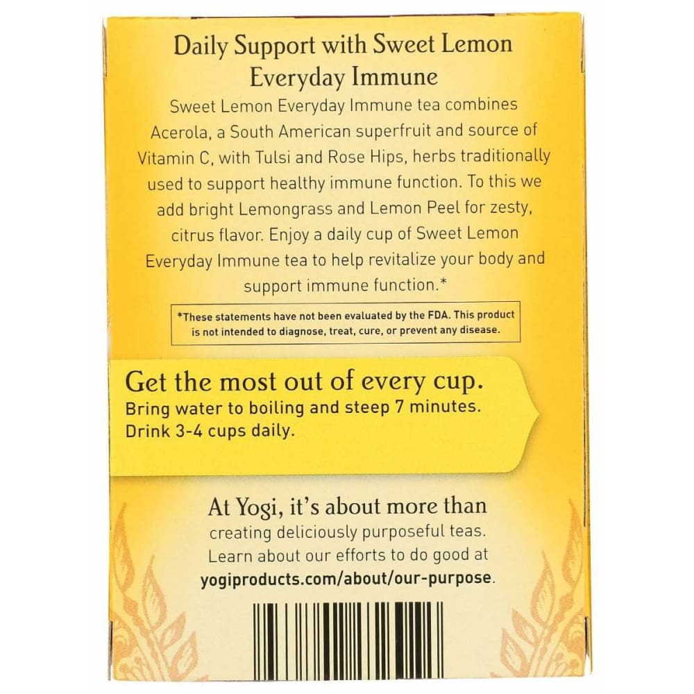 YOGI TEAS Yogi Teas Sweet Lemon Tea Organic, 16 Bg
