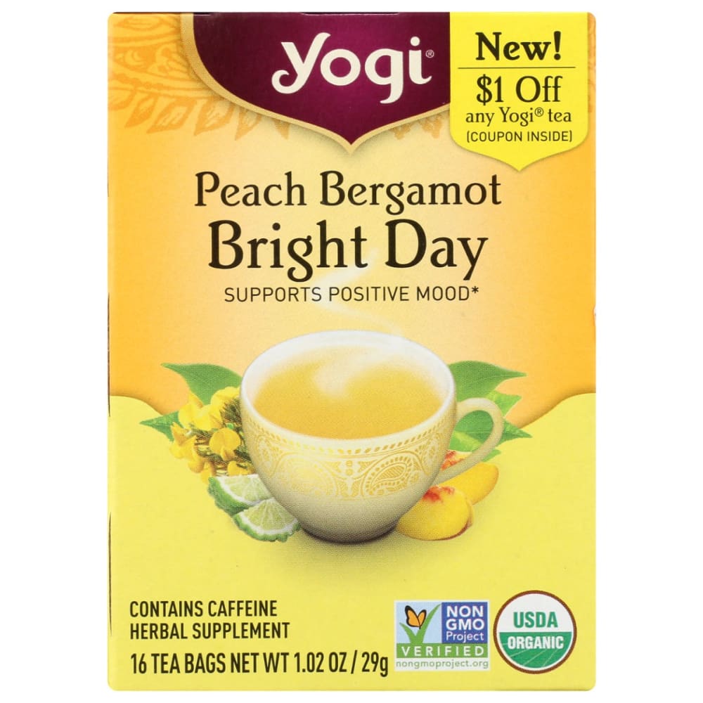 YOGI TEAS: Tea Pech Bergamot Bright Day 16 bg (Pack of 5) - Beverages > Coffee Tea & Hot Cocoa - YOGI TEAS