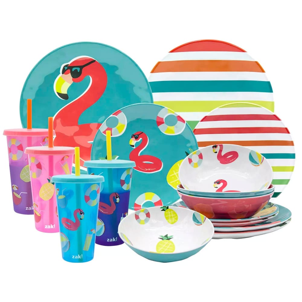 Zak Designs Color Changing Melamine Dinnerware Set - 16 Pack - Dinnerware - Zak