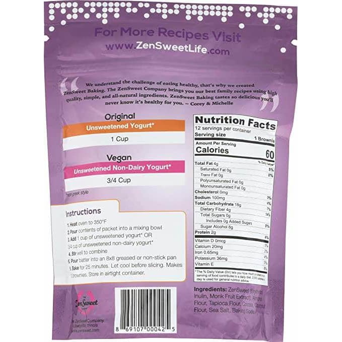 ZENSWEET Grocery > Cooking & Baking > Flours ZENSWEET: Dark Chocolate Brownie Mix, 11.25 oz