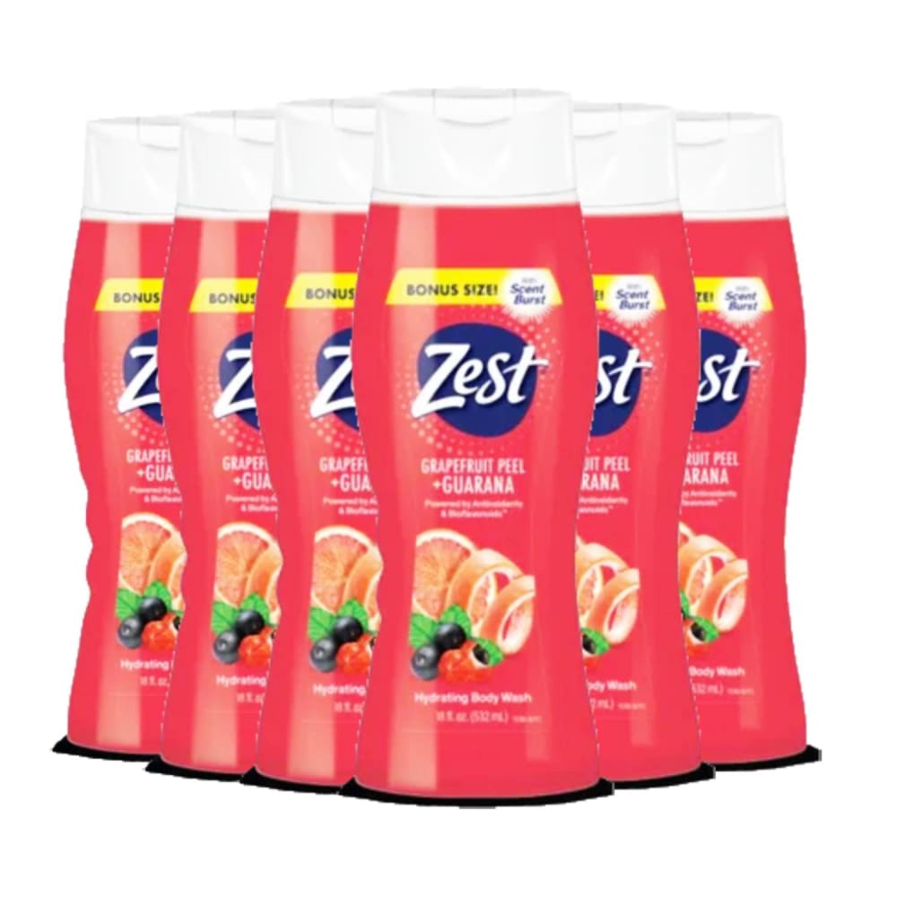 Zest Grapefruit Peel + Guarana - Body Wash - 18 oz - 6 Packs - Zest