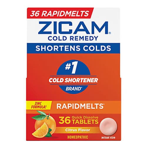 Zicam Zinc Cold Remedy RapidMelts Quick-Dissolve Tablets Citrus Flavor 36 ct. - Home/Health & Wellness/Medicines & Treatments/Cough Cold &