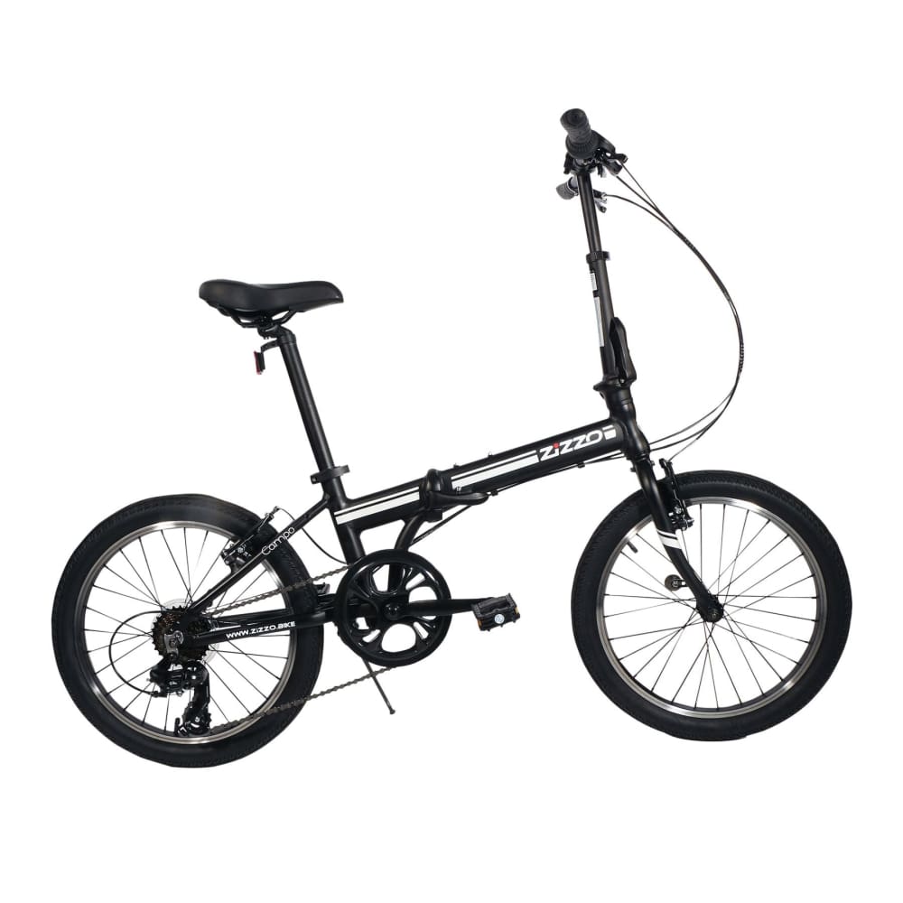 Zizzo Campo Lightweight 20 7-Speed Aluminum Folding Bicycle - Black - Zizzo