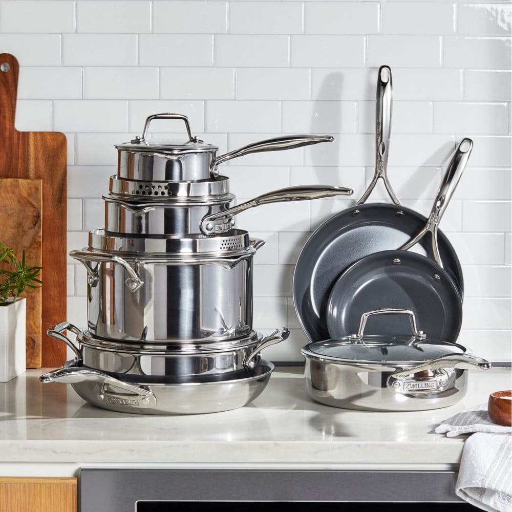 Zwilling Energy Plus 13-Piece Stainless Steel Ceramic Nonstick Cookware Set - Flash Savings - Zwilling
