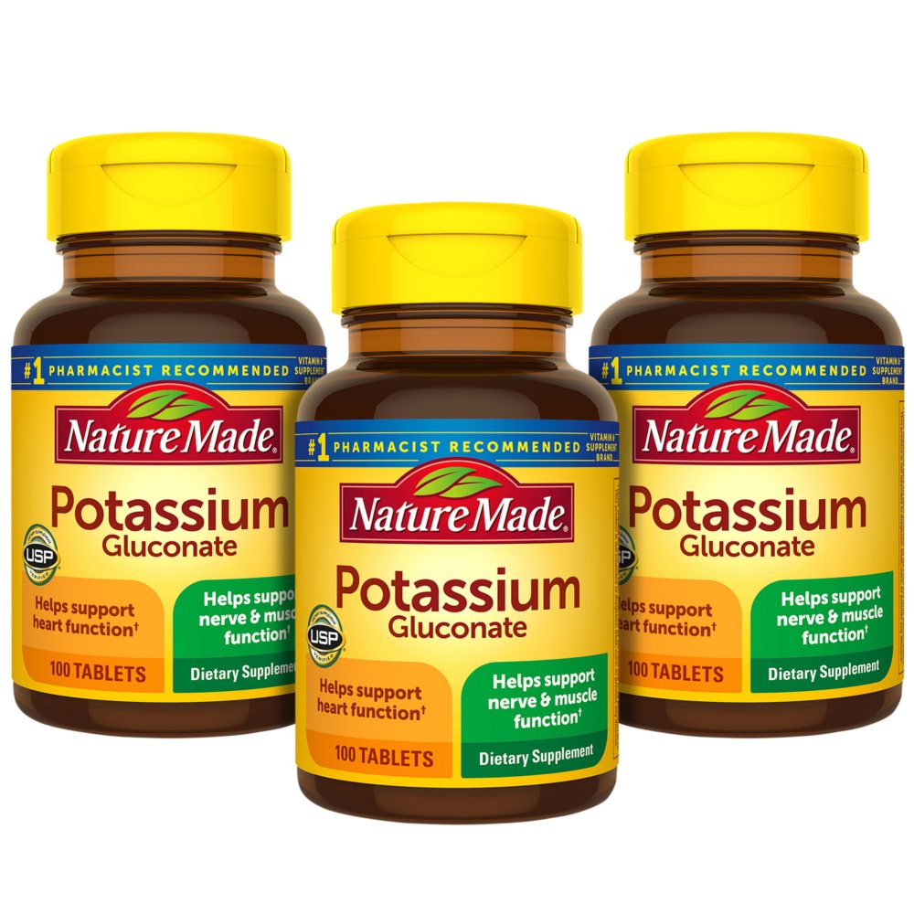 Nature Made Potassium Gluconate 90 mg. Tablets for Heart Health Support (100 ct. 3 pk.) - Minerals - Nature