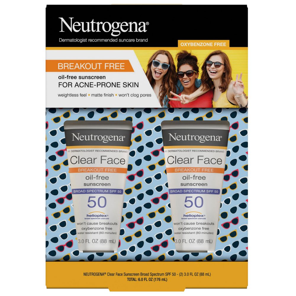 Neutrogena Clear Face Sunscreen, SPF 50 (3 oz., 2 pk.)