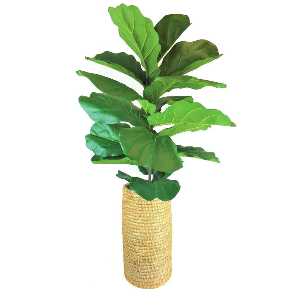 52 Faux Deluxe Fig Bush in Cylinder Basket - Faux Plants - 52