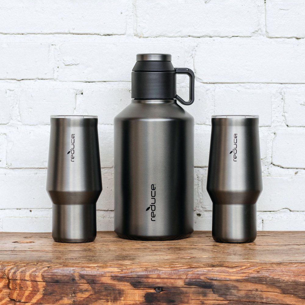 Reduce Craft Growler Set - 3 Piece Set with 17 oz Craft Tumblers - Drinkware - Reduce
