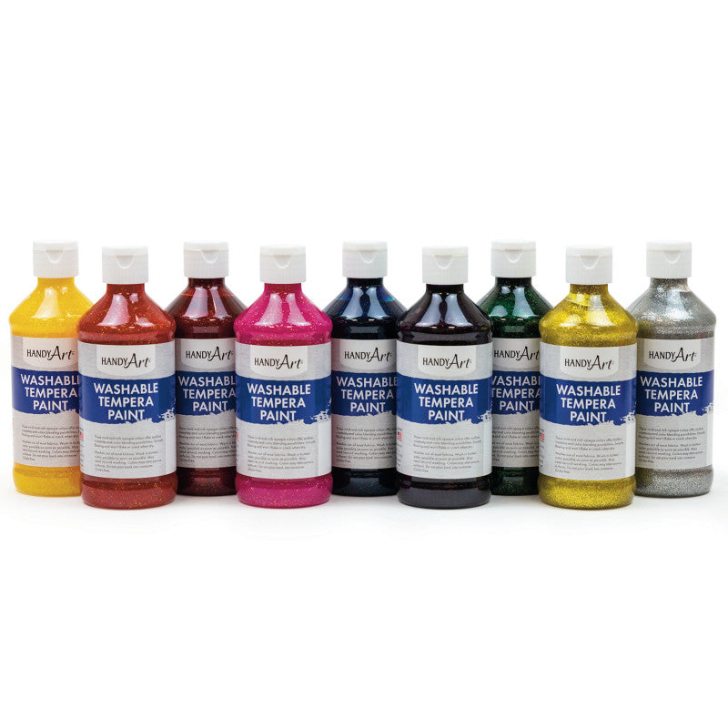 8Oz Glitter Washable Paint Set 9 Colors