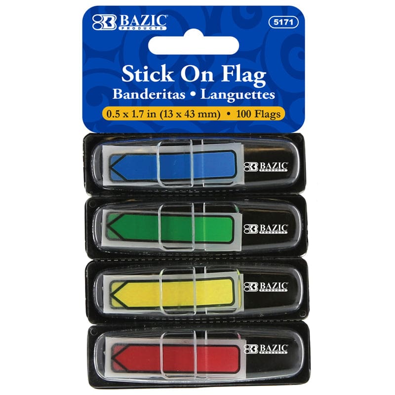 1/2Ft Arrow Flags 100Ct Stick On Flags (Pack of 12) - Post It & Self-Stick Notes - Bazic Products