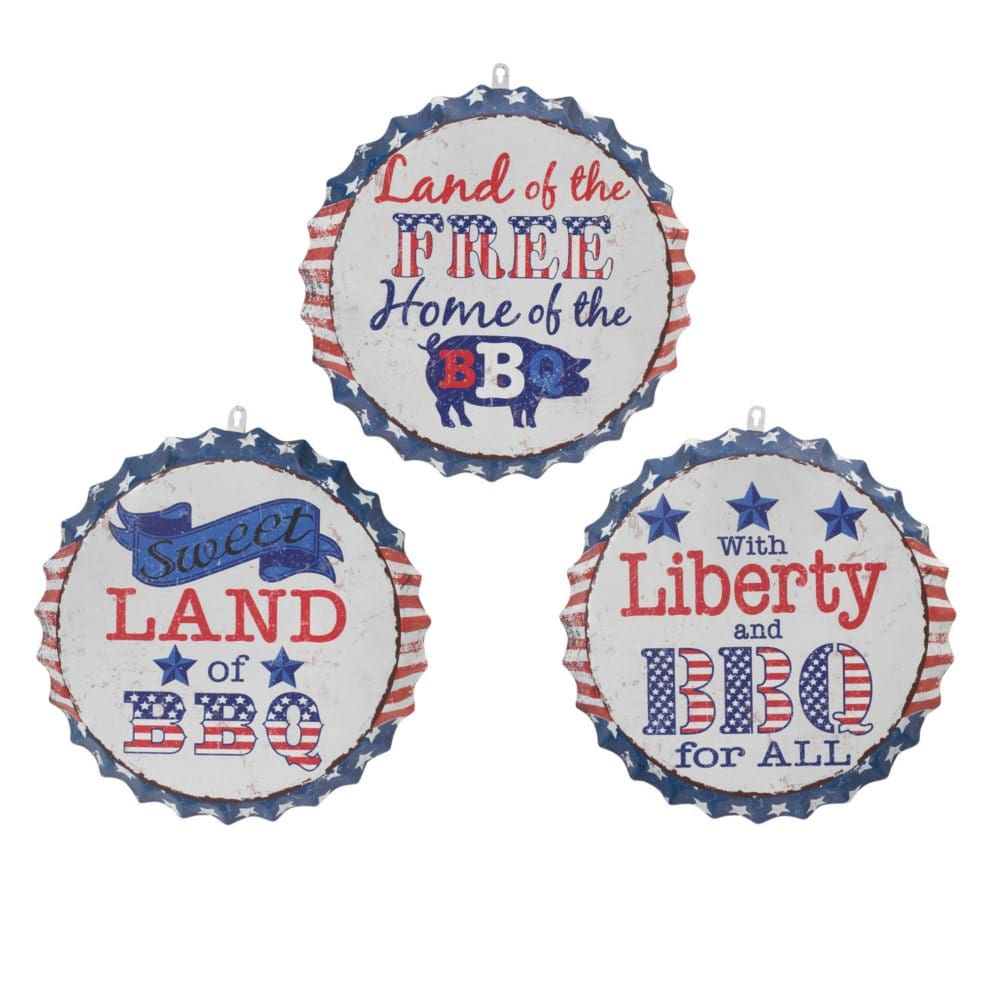 16.53 Bottle Cap Signs Set of 3 - Seasonal Decorative Accents - Unknown